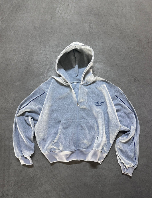 GREY ZIP-UP HOODIE